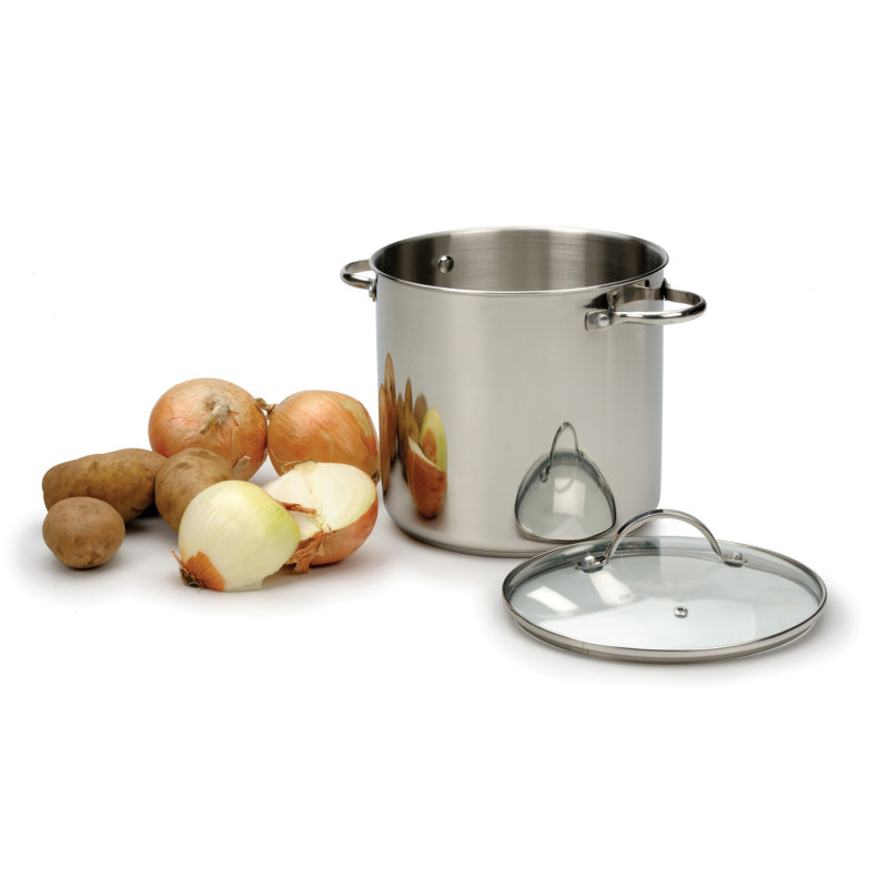 RSVP International Non-Stick Stainless Steel Stock Pot, 8 quarts