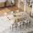 Extendable 63 to 94" 10-Seat Beige Sintered Stone Dining Table with Carbon Steel Base, Large Modern Rectangular Dining Room Table For Home, Kitchen, Living Room-830257067-837425701