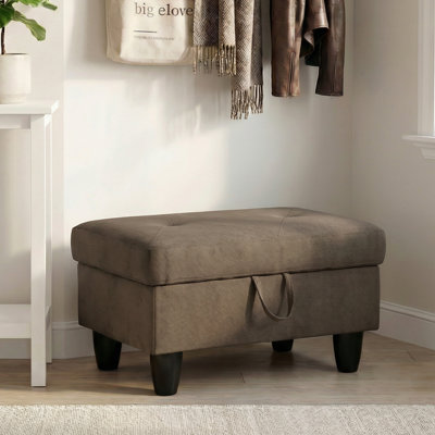 Banc rectangulaire avec repose-pieds avec couvercle, repose-pieds en flanelle pour le salon, la chambre à coucher ou le vestibule, brun foncé