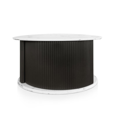 Elettra Arsento Coffee Table With Fluted Pedestal Storage Base