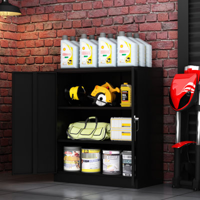 Armoire de garage en métal avec serrure - 2 tablettes réglables, 20,47 po Large 46,46 po de profondeur
