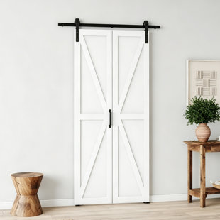 Modern K Shape Design - Manufacture Wood Bifold Barn Door With Hardware Kit