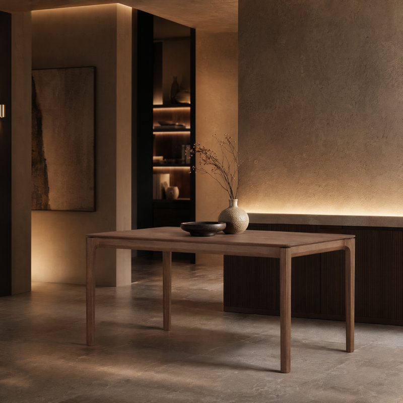 Solid Wood Base Dining Table, Walnut