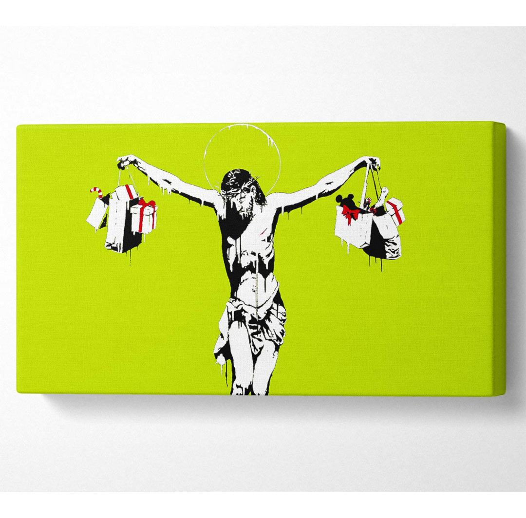 Thank Christ for Shopping Lime - Kunstdrucke auf Leinwand