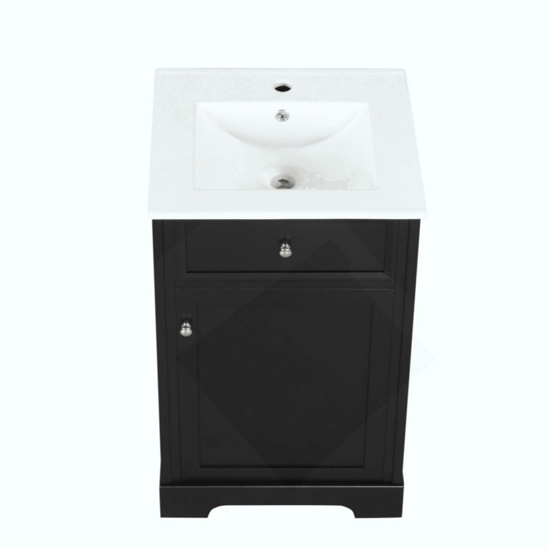 Meuble-lavabo de salle de bain avec lavabo, armoire de salle de bain avec porte à fermeture douce, support de rangement et tablette réglable