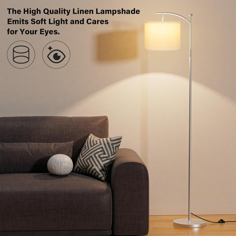 Adjustable Brightness & Colour Temperature Floor Lamp With Remote Control, Rotating Lampshade, Magnetic Remote & Timer Function, Easy Installation