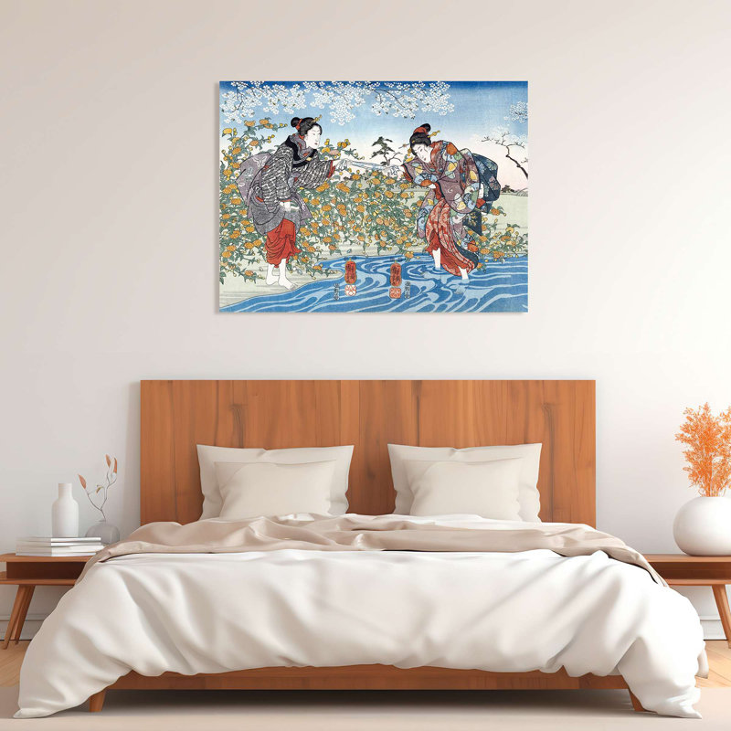 Japanese Girls By Ide Tama River, 1847 by Utagawa Kuniyoshi - Wrapped Canvas Print, 60cm H x 80cm W x 4cm D