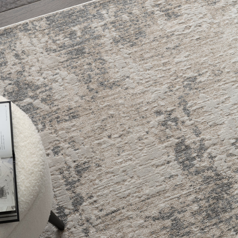 Benyam Abstract Grey/Beige Area Rug, Rectangle 120 x 160 cm