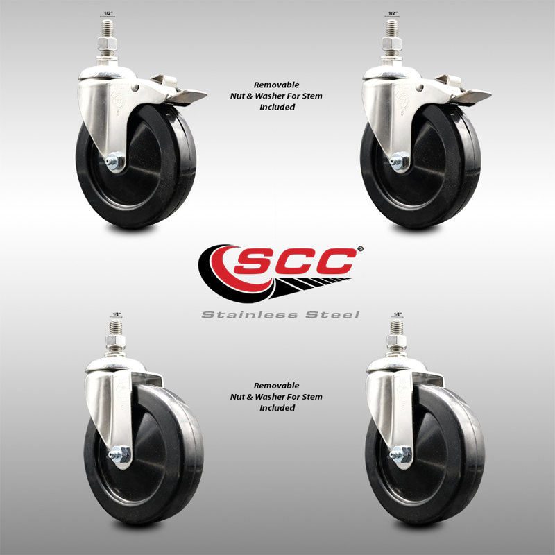 4 Piece Hard Rubber Swivel Caster Set