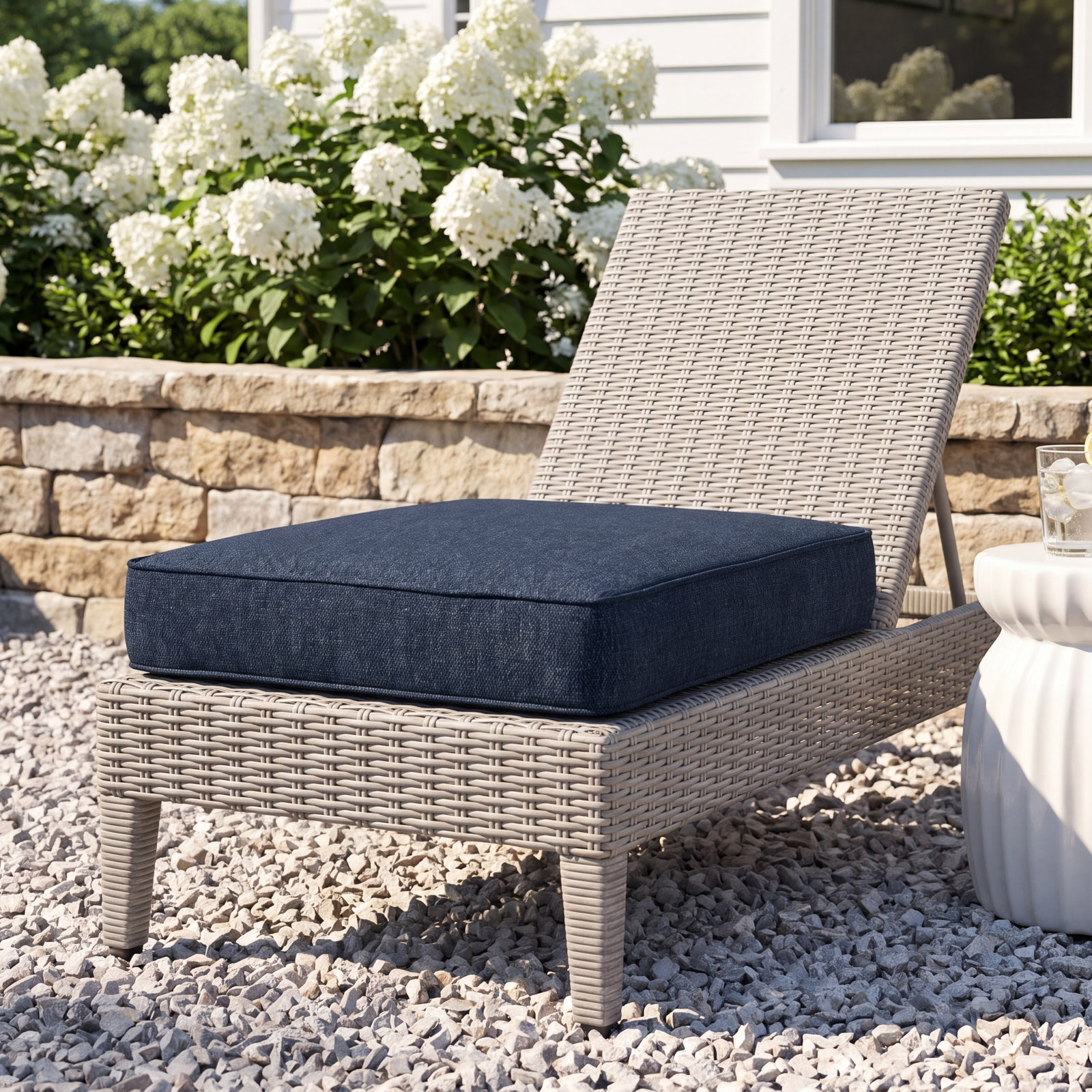 Sunbrella® Seat Cushion, 25" W x 25" D, Improve Indigo Sunbrella®