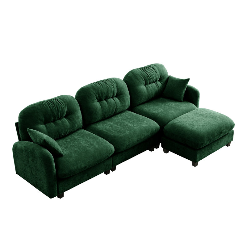3, modulaire modulaire, en forme de L, tissu chenille, coussin, conception ergonomique, maison, Green Chenille