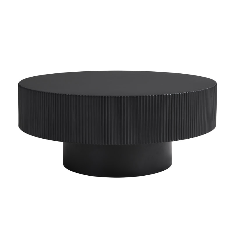 Round Coffee Table With 6.8" Thick Tabletop, Black