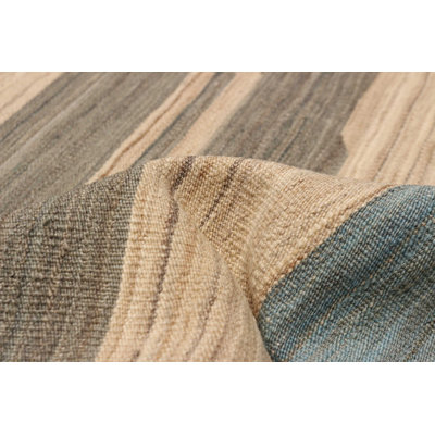 Kilim en laine beige tissé à la main 10 pi 5 po x 13 pi 4 po