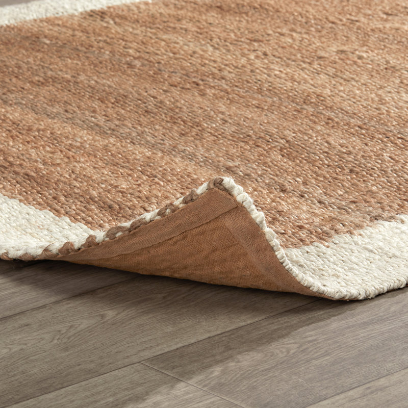 Handmade Rectangular Ivory and Natural Wool Area Rug 8' x 10'