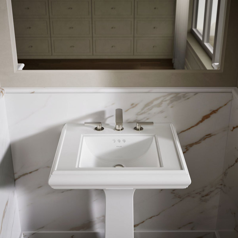 Memoirs®  Pedestal Tall Bathroom Sink with Overflow, White, 8" Centers