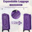 Ensemble de 3 valises extensibles en mauve avec sac de voyage et roulettes: roulettes extensibles pour une mobilité efficace