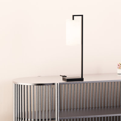 Rectangular Frame Table Lamp with Cylinder Shade - 25" - E26 Bulb Compatible - Modern Design