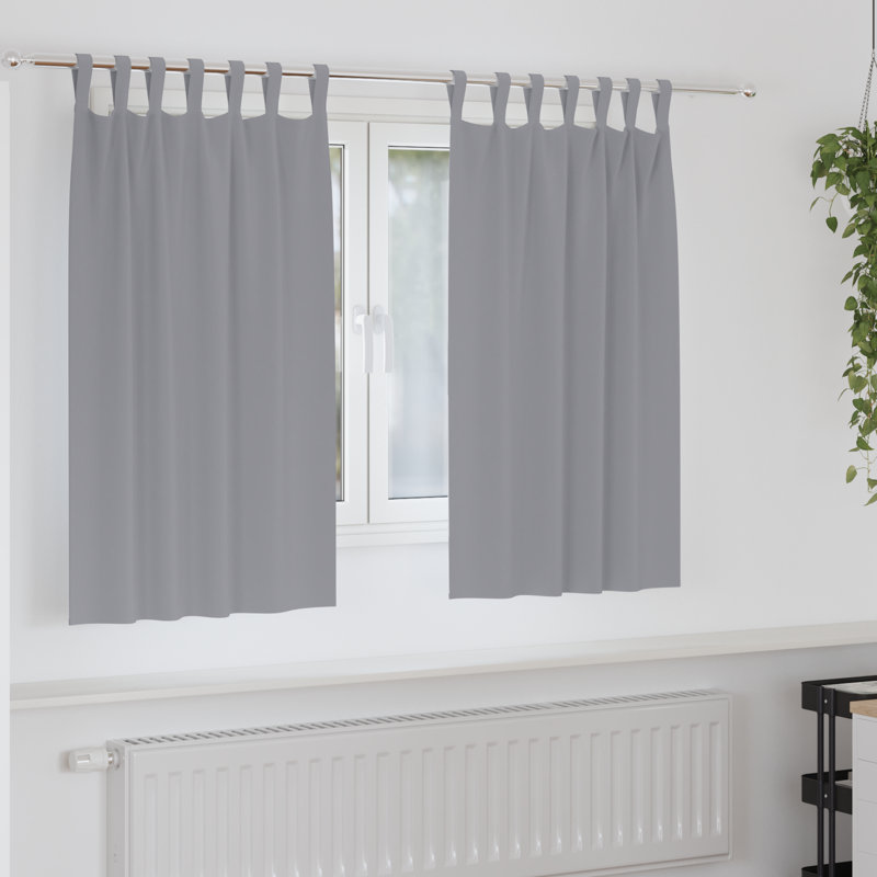 Curtains With Curtains 2 Pcs Polyester, Light Grey, 140cm Width x 140cm Drop