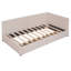 Lit de jour en tissu de lin beige avec cadre de lit simple et 2 tiroirs - aucun sommier requis, rangement polyvalent pour la décoration de la chambre à coucher dans le revêtement requis-1926260906