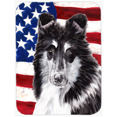 Planche à découper en verre « Collie » avec drapeau américain trinx USA