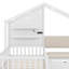 Lit maison avec canapé rembourré, lit maison avec station de charge, recharge sans fil, tablettes et deux tiroirs