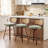 Set Of 3, 26-Inch Counter Height Bar Stools With Cane Rattan Back And Light Green Linen Upholstered Seat, Swivel Design For Kitchen And Bar