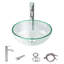 Lavabo vasque circulaire en verre 16,5 "avec bonde escamotable et robinet