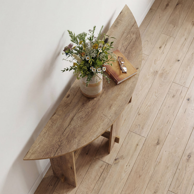 51" Entryway Curved Console Table Sofa Table for Living Room Hallway Foyer, Natural Wood