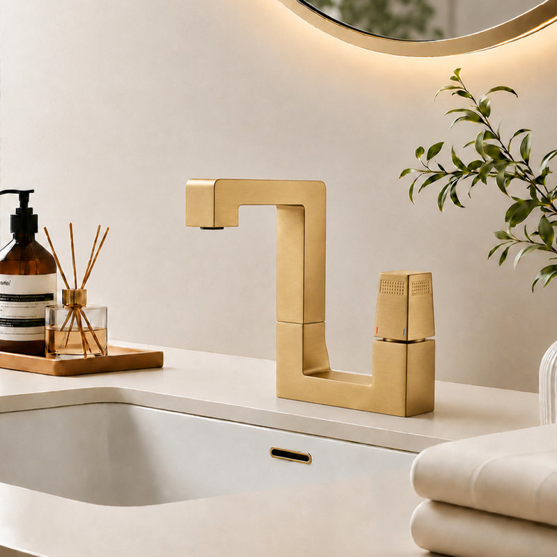 Single-Hole Single-Handle Bathroom Faucet, Brushed Gold
