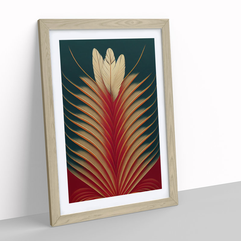 Feather No.2 - Single Picture Frame Print, 64cm H x 46cm W x 2cm D, Oak Framed