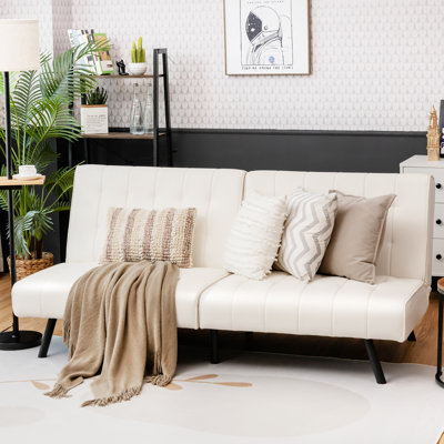 Camisha Twin 70 " Faux Leather Convertible Sofa