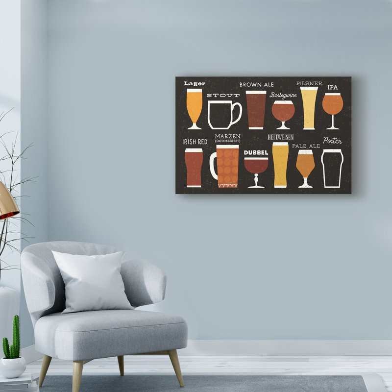 « craft bière list », reproduction d’impression sur toile tendue, H 30 po x l 47 po x P 2 po
