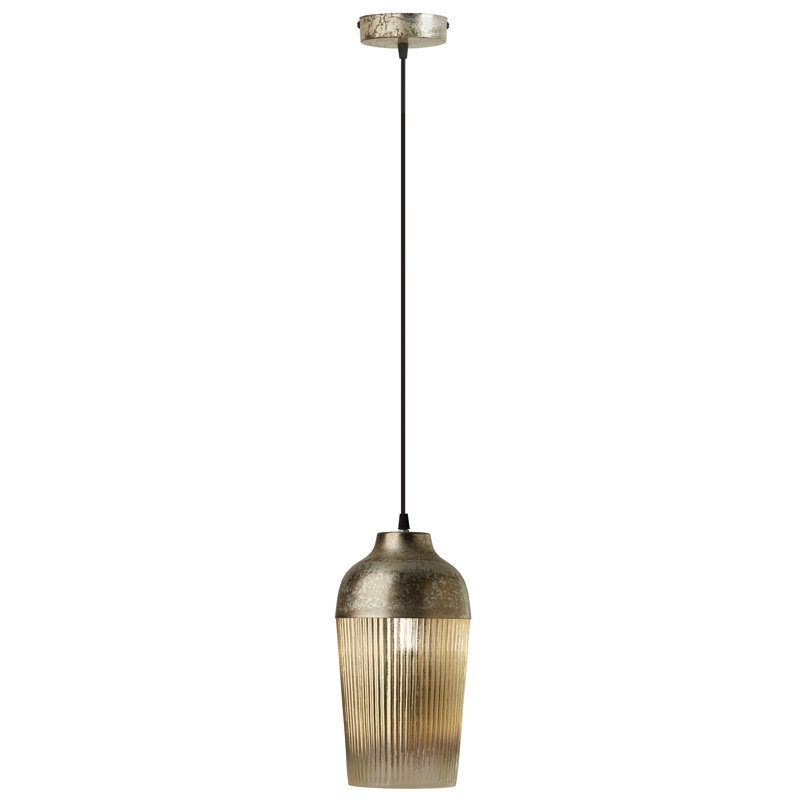 6.8''W 1-Light Virgnia Metal and Glass Pendant