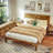 Wood Queen Bed Frame With Headboard,solid Acacia Wood Bed Frame Foundation With Wood Slat Support