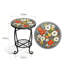 Table d'appoint d'extérieur pour patio, table de bout de patio ronde avec tablette de rangement et structure en métal pour balcon, jardin et porche