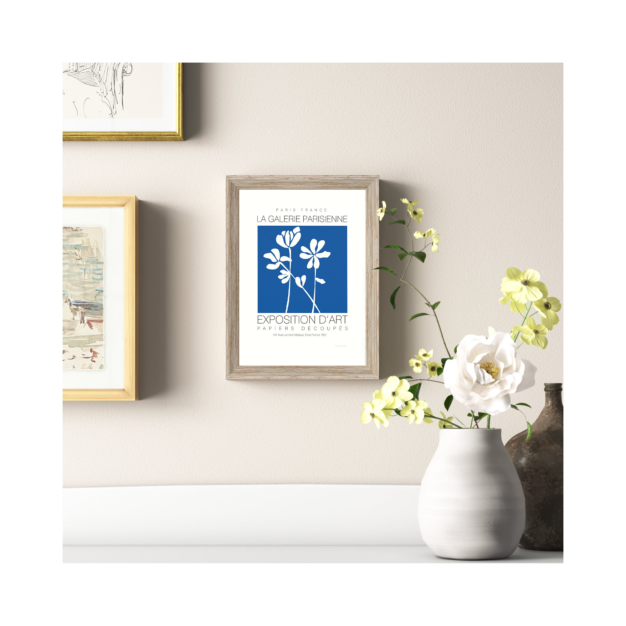 Fleurs De Matisse by Mercedes Lopez Charro, 10" W x 13" H, White