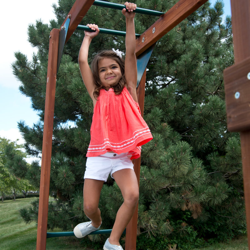 Green Powder-Coated Steel Monkey Bars for Kids