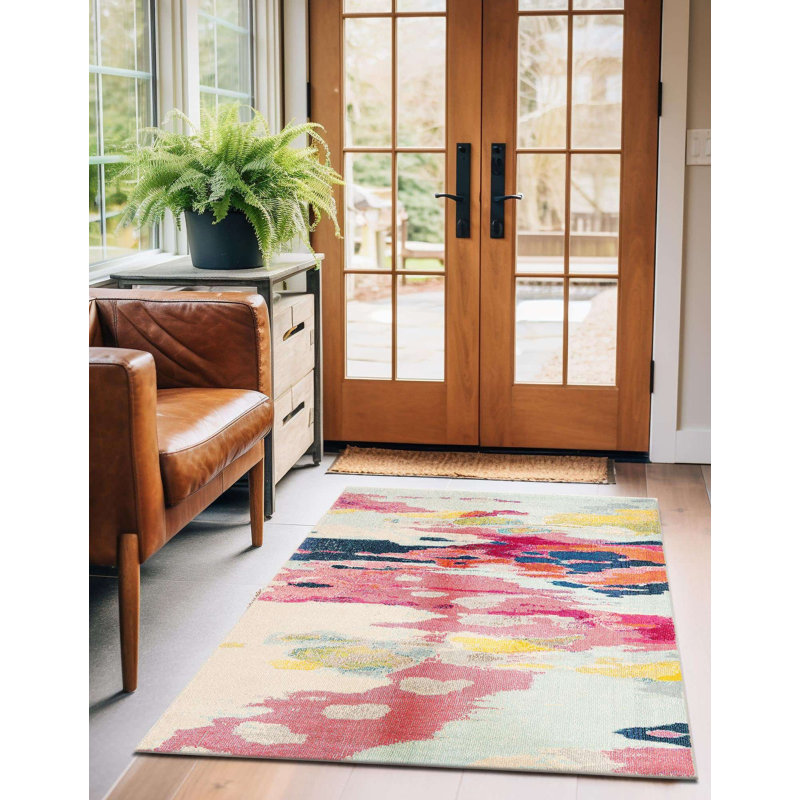 Roshan Washable Abstract Indoor Rug, Rectangle 5'1" x 8'