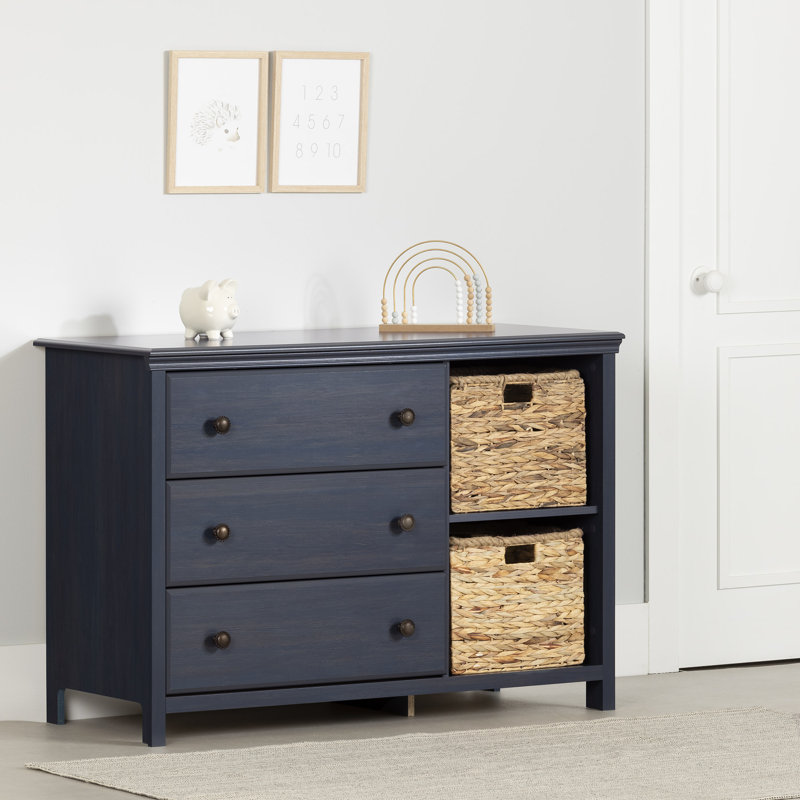 Cotton Candy 3-Drawer Dresser with Storage Baskets, Blueberry