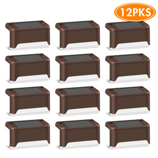 BAOKALER Paquet de 12 lumières de terrasse solaires pour l'extérieur, marchepieds solaires, lumières solaires imperméables à DEL pour escalier extérieur, clôture, cour, patio, chemin, lumières de décoration de Noël (Ensemble de 12)