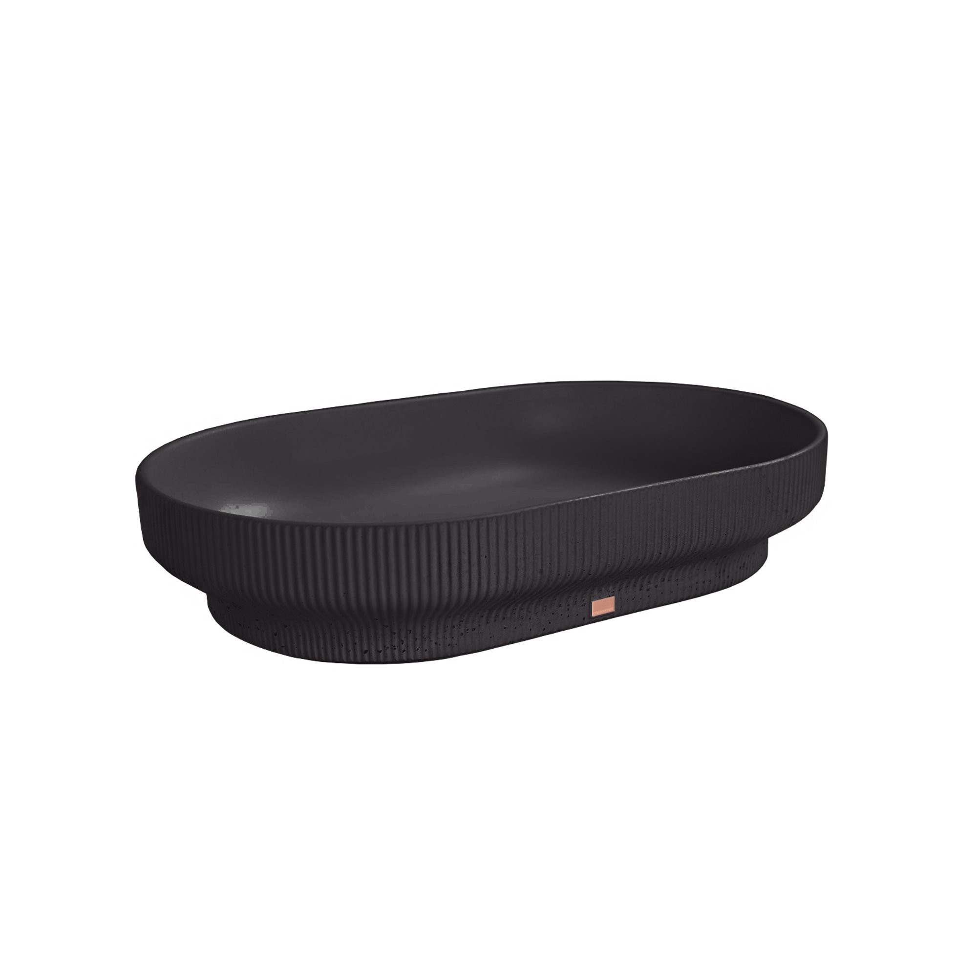 Lotus Concrete Handmade Bathroom Sink, Coal Black