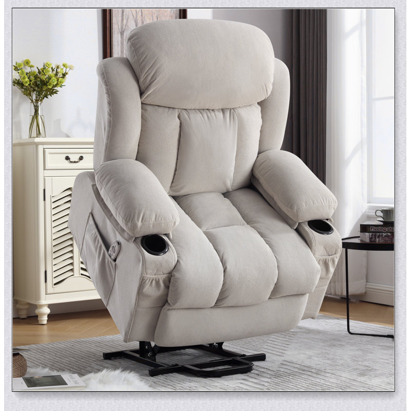 Fauteuil inclinable électrique Power Lift avec chaleur et massage en tissu pour personnes âgées