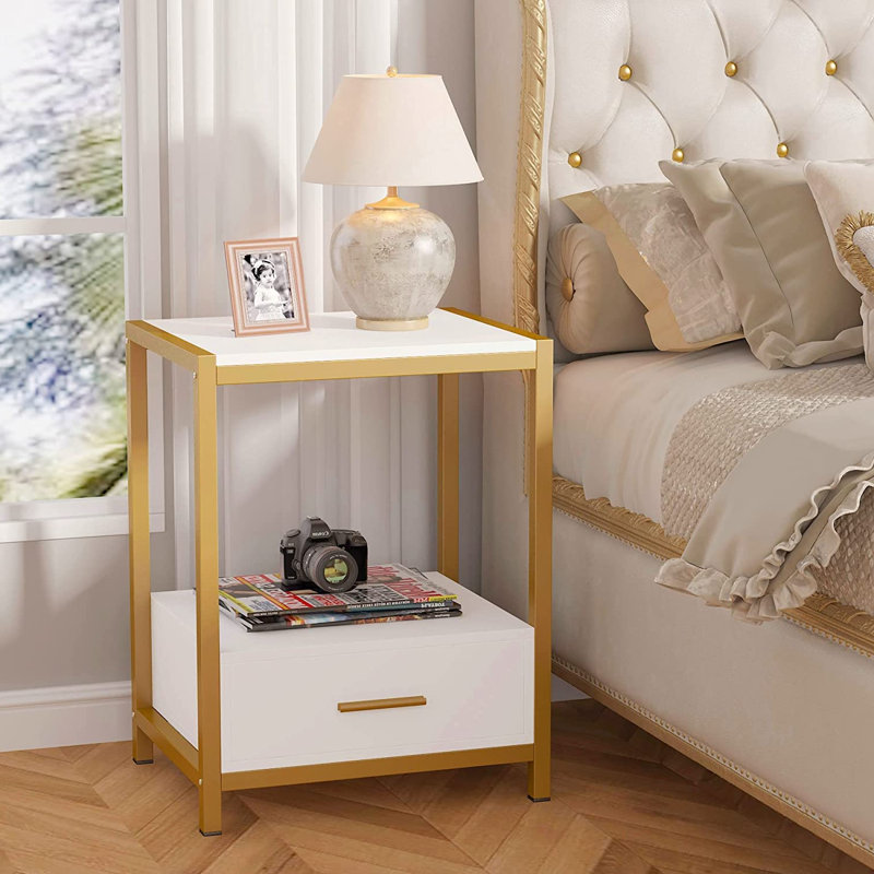 17 Stories Barlyne Metal Nightstand & Reviews | Wayfair