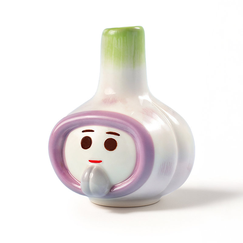 Drôle de vase en céramique à l'ail, vases à fleurs mignons faits à la main, petit vase à fleurs