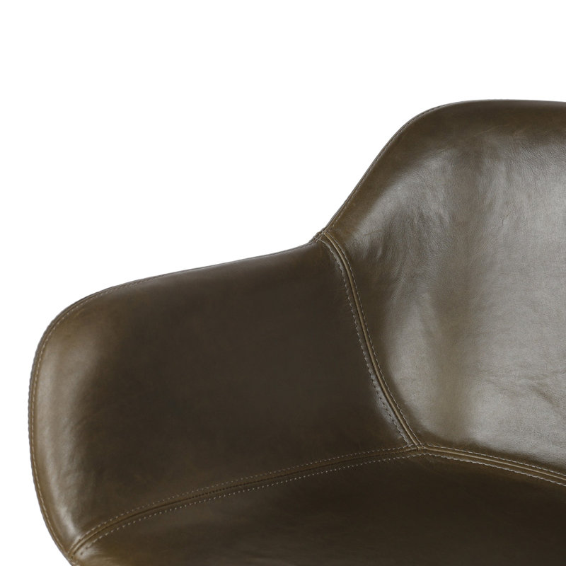 Hannah Swivel Stool, Counter Stool (26.5" Seat Height), Dulane Moss/Genuine Leather, Amber Ash