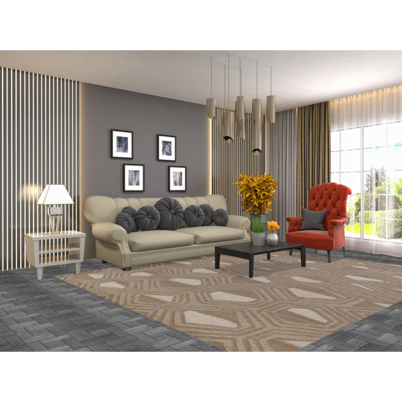 Tapis all-over à motif géométrique moderne 8 x 10