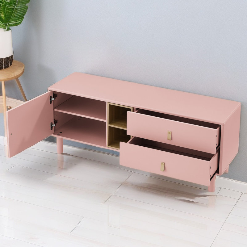 Crédence de rangement l 54,57 po Birga, Rose