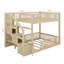 Lit superposé au sol avec escalier de rangement et garde-corps, lit superposé en bois pour enfants, adolescents, adultes-2128485040