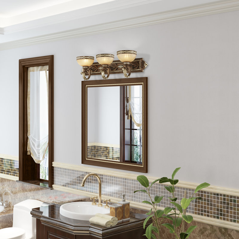 Cutlerville 3-Light Dimmable Palacial Bronze with Gilded Accents Vanity Light