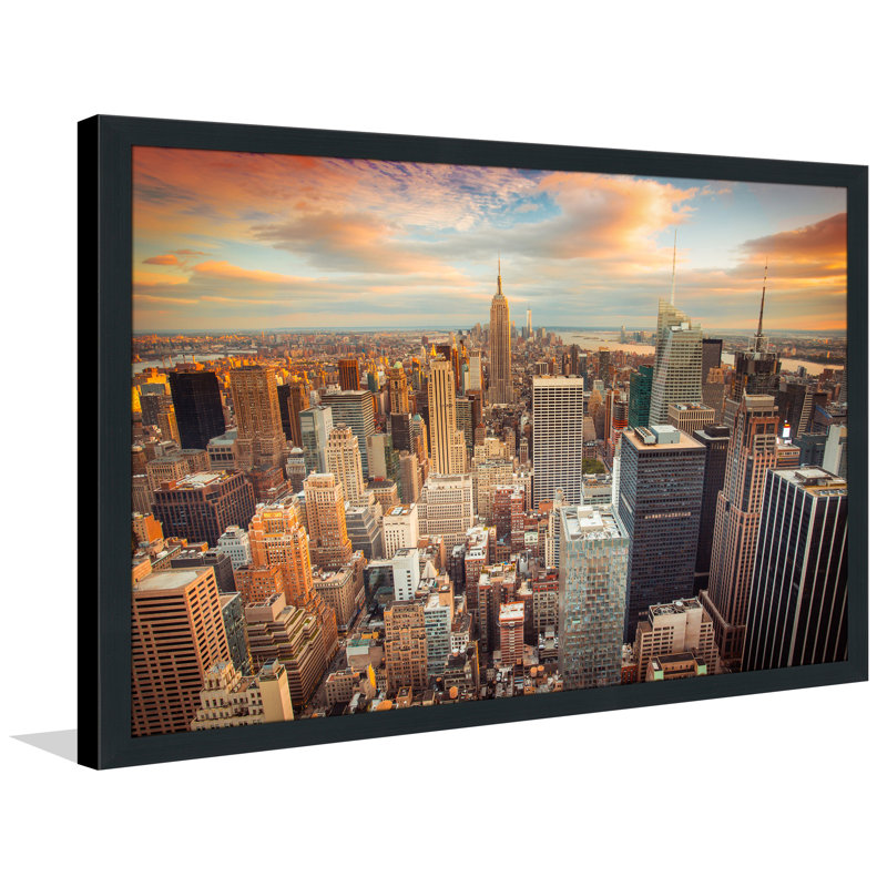 « new york city », reproduction de photo encadrée, H 35,5 po x l 51,5 po x P 0,75 po